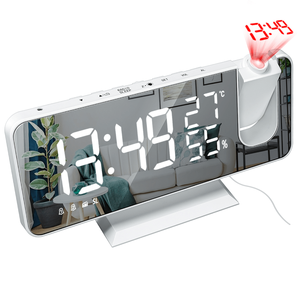 Smart LED Projection Alarm Clock with Temperature & FM Radio - Plantuvo