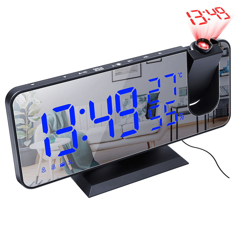 Smart LED Projection Alarm Clock with Temperature & FM Radio - Plantuvo