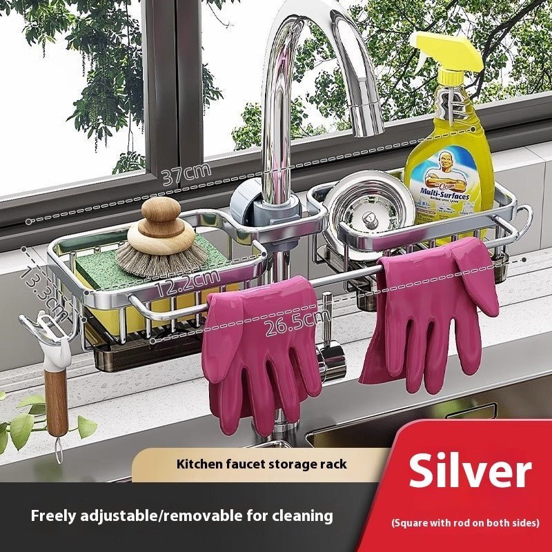 Deluxe Square 360° Sink Faucet Organizer Rack - Plantuvo