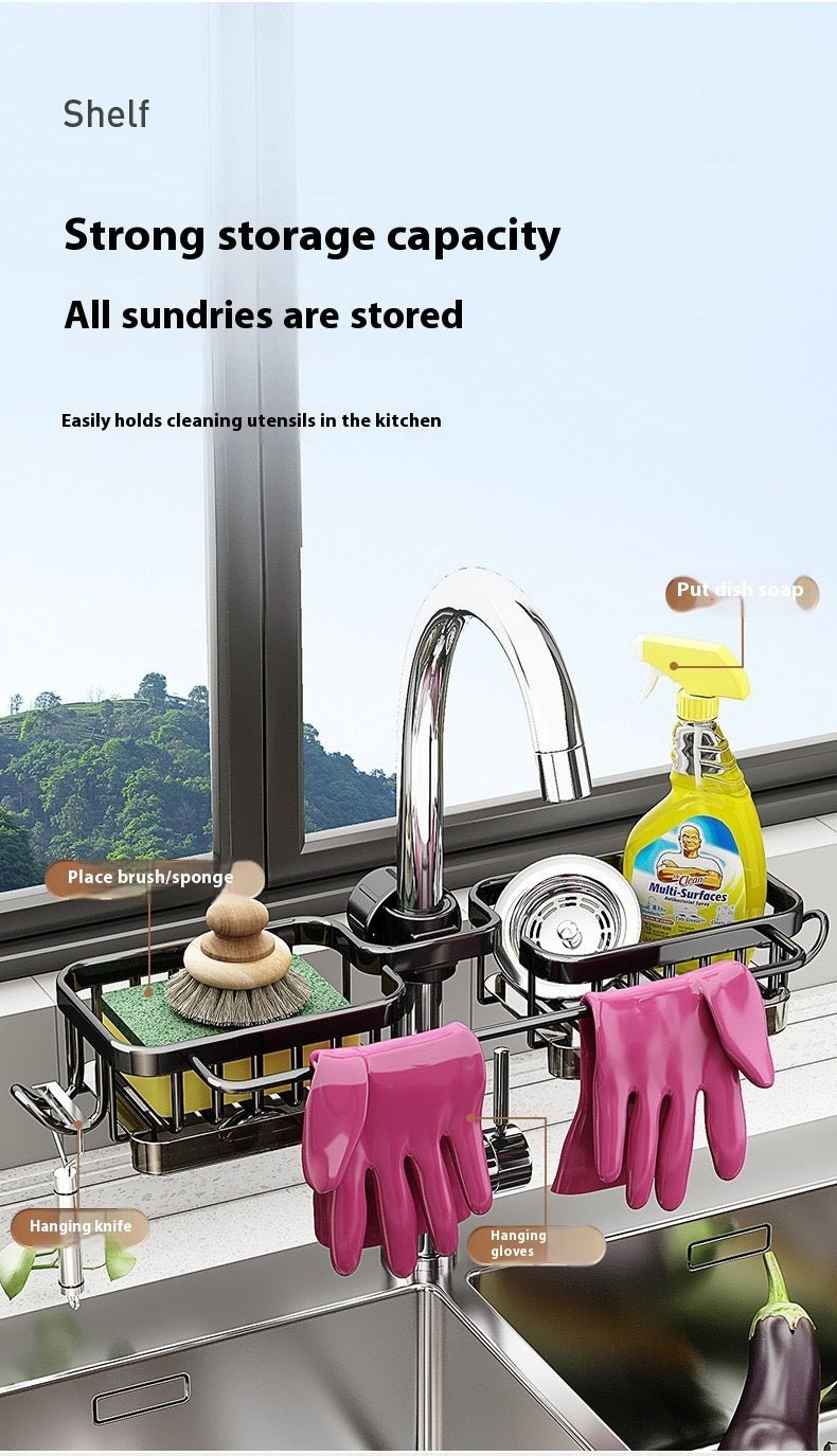 Deluxe Square 360° Sink Faucet Organizer Rack - Plantuvo