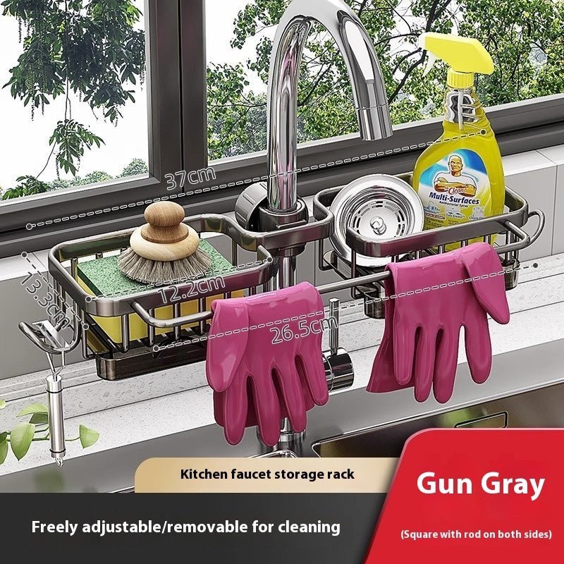 Deluxe Square 360° Sink Faucet Organizer Rack - Plantuvo