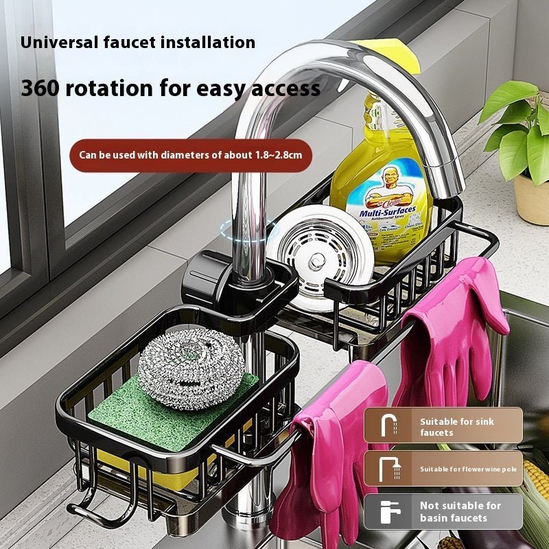 Deluxe Square 360° Sink Faucet Organizer Rack - Plantuvo