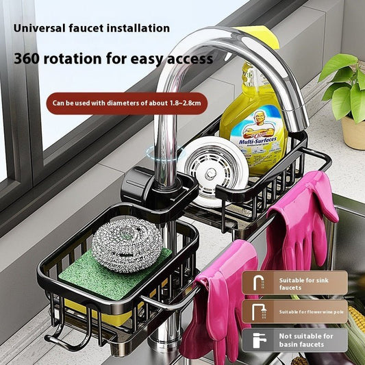 Deluxe Square 360° Sink Faucet Organizer Rack - Plantuvo